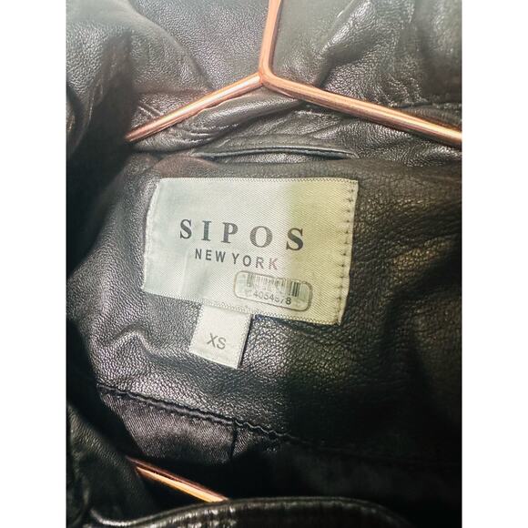 SAMANTHA SIPOS Black Ribbed 100% Leather Biker Cropped Jacket Size Extra Small - Picture 8 of 11